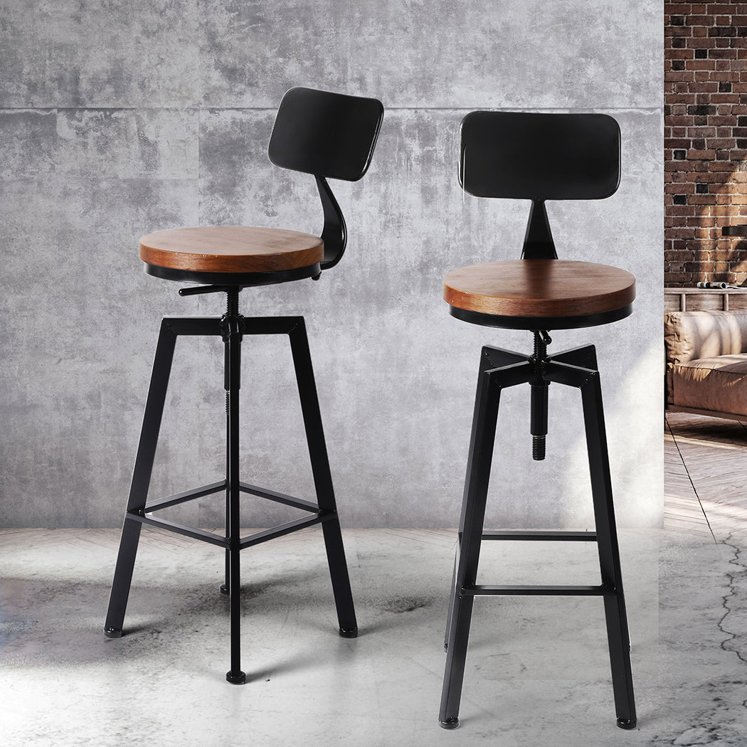 TEMU 1x Industrial Bar Stools Kitchen Stool Wooden Barstools Swivel Chair