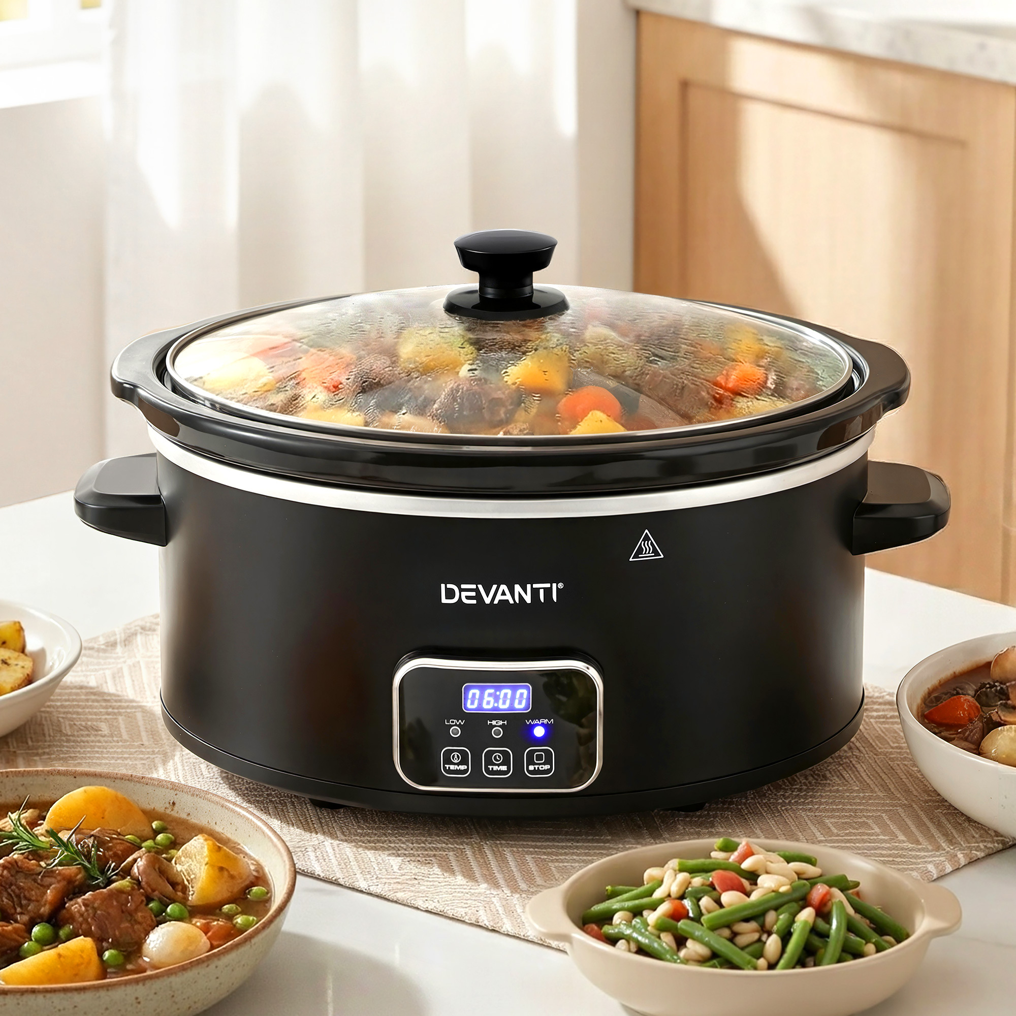 TEMU Devanti 5.6l Slow Cooker Electric Multi Cooker With 3 Heat Settings And Function