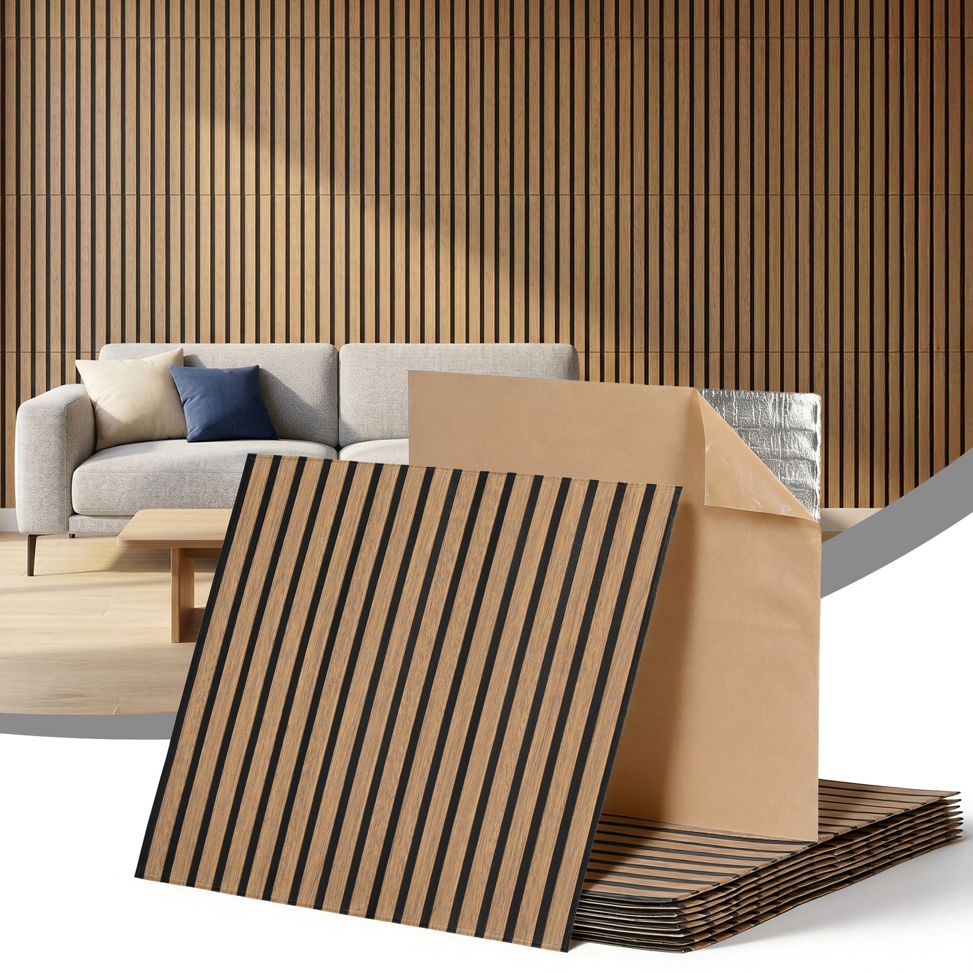 TEMU Artiss 10pcs Peel And Stick Wall Panels Tiles 68x68cm Self Adhesive For Home Office Studio Brown