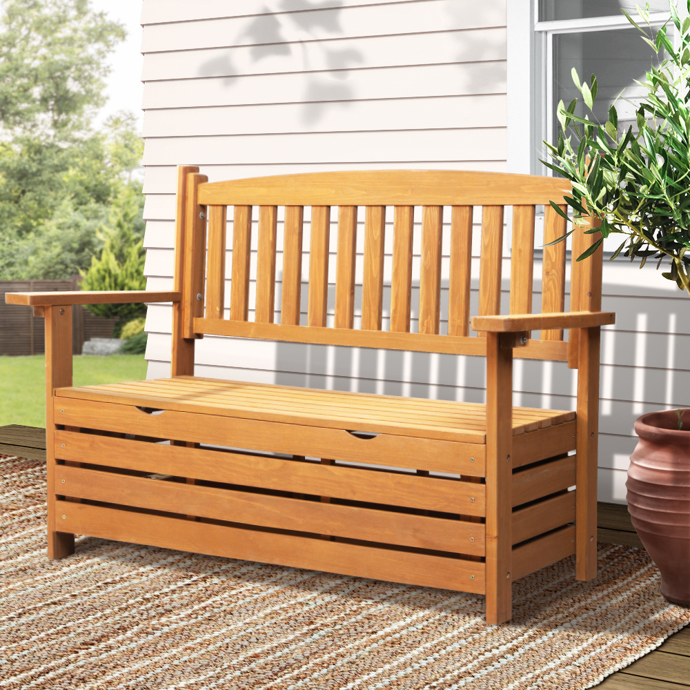 TEMU Gardeon Outdoor Storage Wooden Garden Seat Timber Furniture
