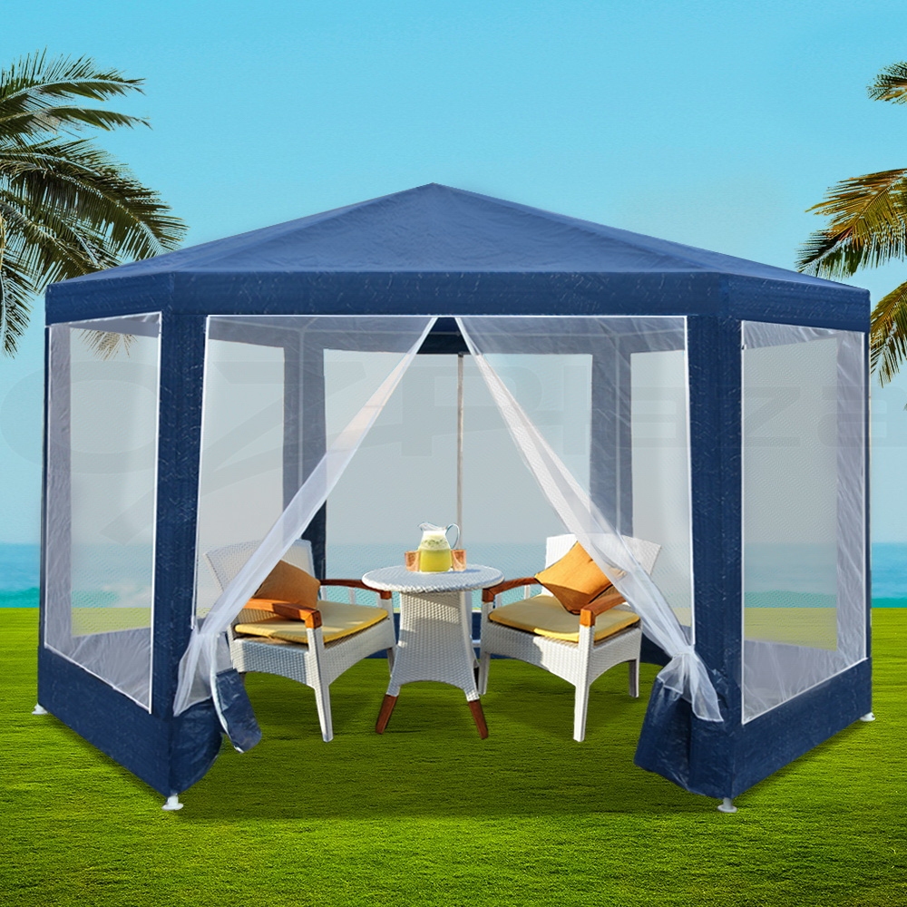 TEMU Gazebo 2x2m Marquee Wedding Party Tent Outdoor Camping Mesh Wall Canopy Shade Gazebos Navy