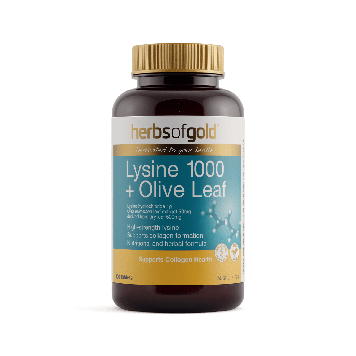 Herbs of Gold Lysine 1000 + Olive Leaf 100 Tablets