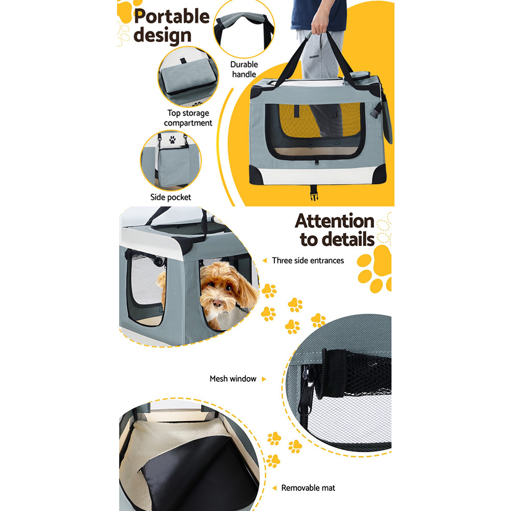 i.Pet Pet Carrier 90cm x 61cm x 65cm Soft Crate Dog Cat Travel Portable Cage Kennel Foldable 2XL