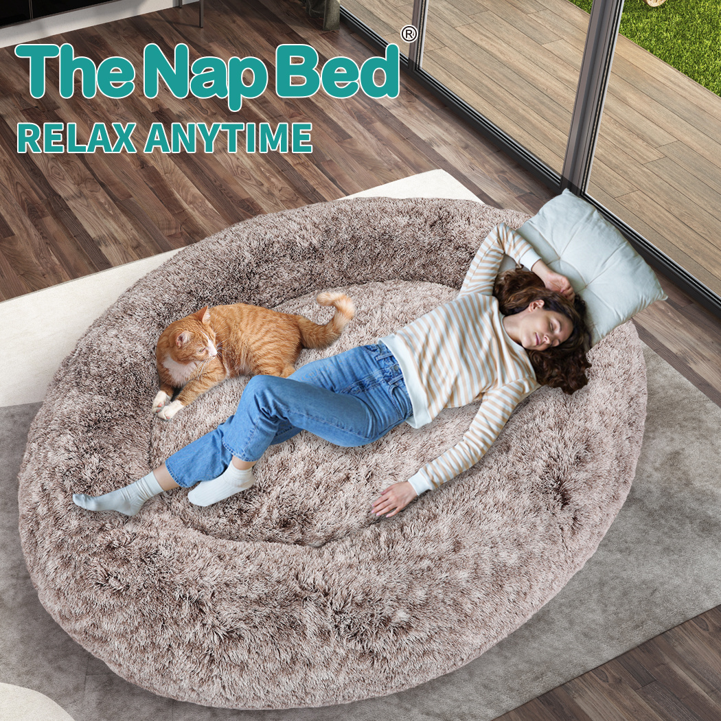 TEMU Pawz Human Size Pet Bed 180x140x36cm Giant Human Dog Bed Adult Size Calming Plush Nap Cushion Sofa Bed & Neck Support Washable Cover Oversized