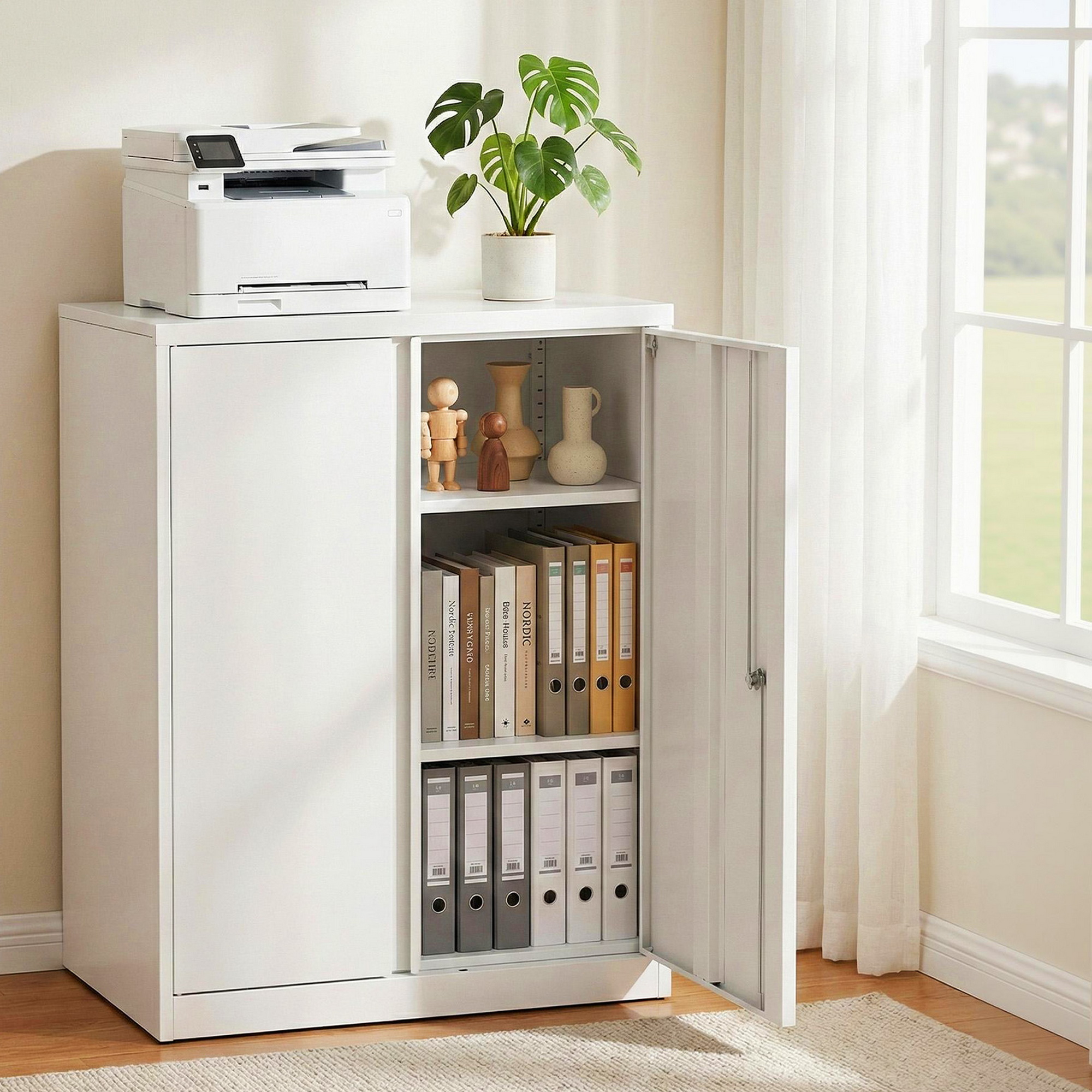 TEMU Artiss Steel Locker Cabinet Filing Mental Storage 3- Adjustable Shelves White