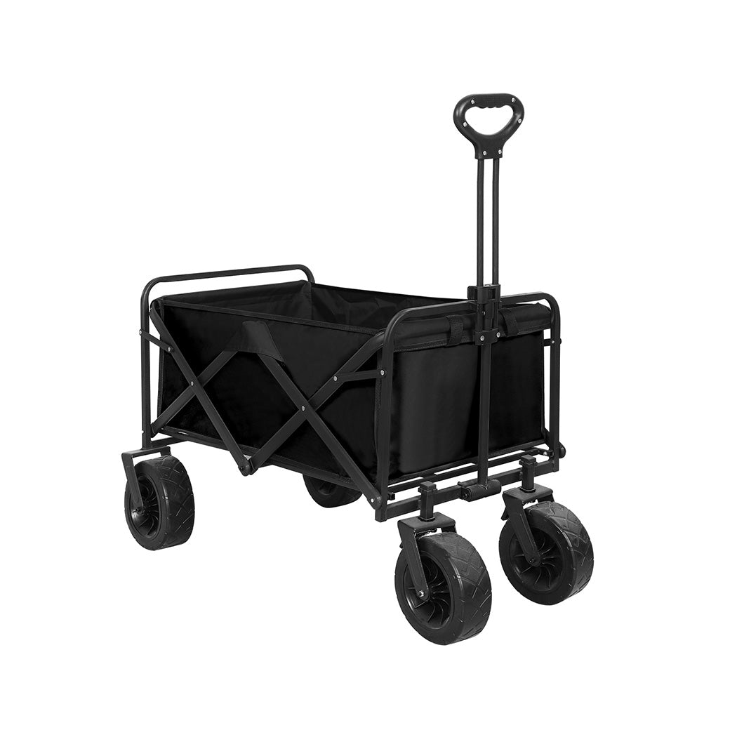 TEMU Garden Camping Trolley Outdoor Garden Wagon Cart Folding Widen Large Picnic Black