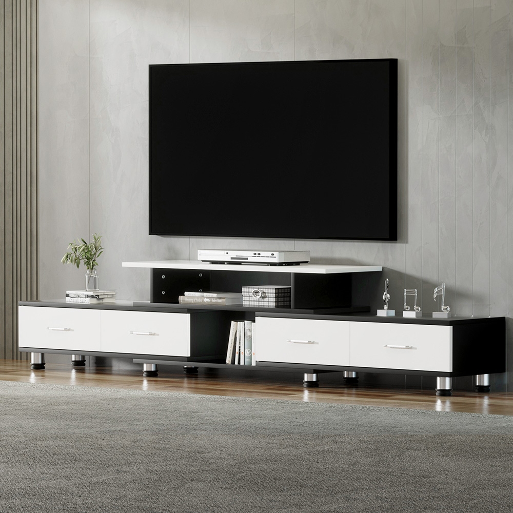   tv cabinet entertainment unit extendable 160cm to 220cm 4 drawers white Product details 0