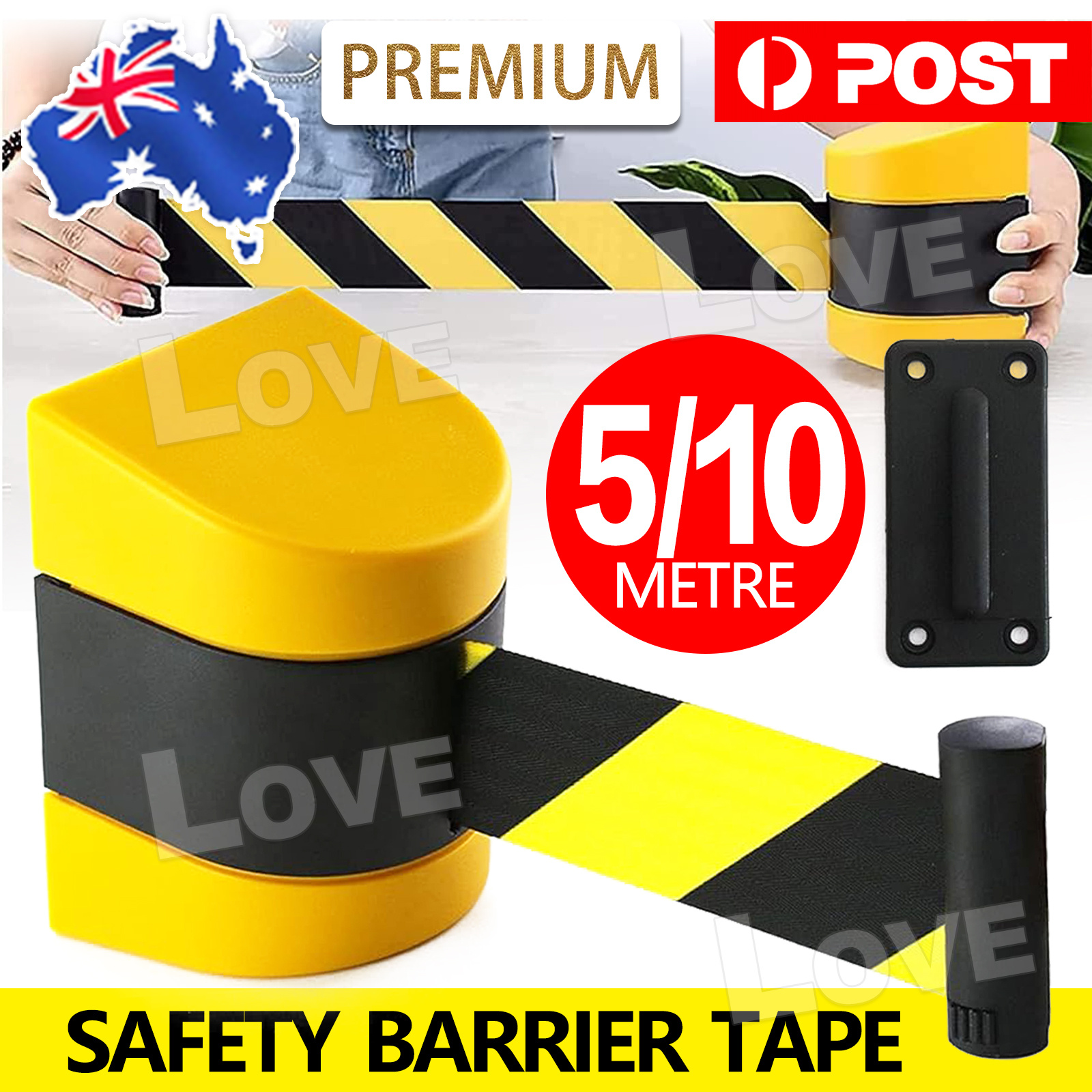 TEMU 5m/10m Wall-mounted Retractable Yellow And Black Striped Barrier Tape, Used For Area Isolation And Barriers Ozgood