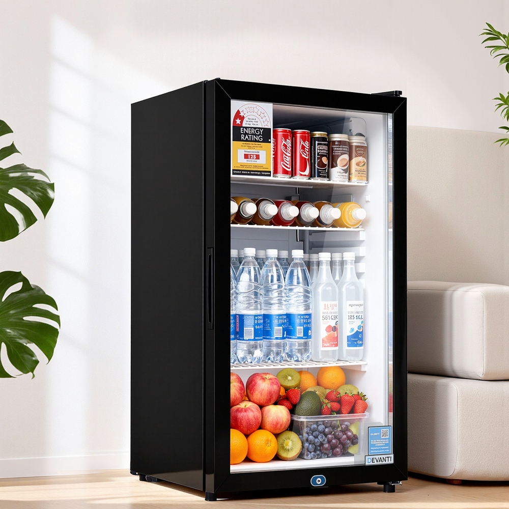 TEMU 78l Bar Fridge Glass Door Mini Fridge Countertop Cooler Black