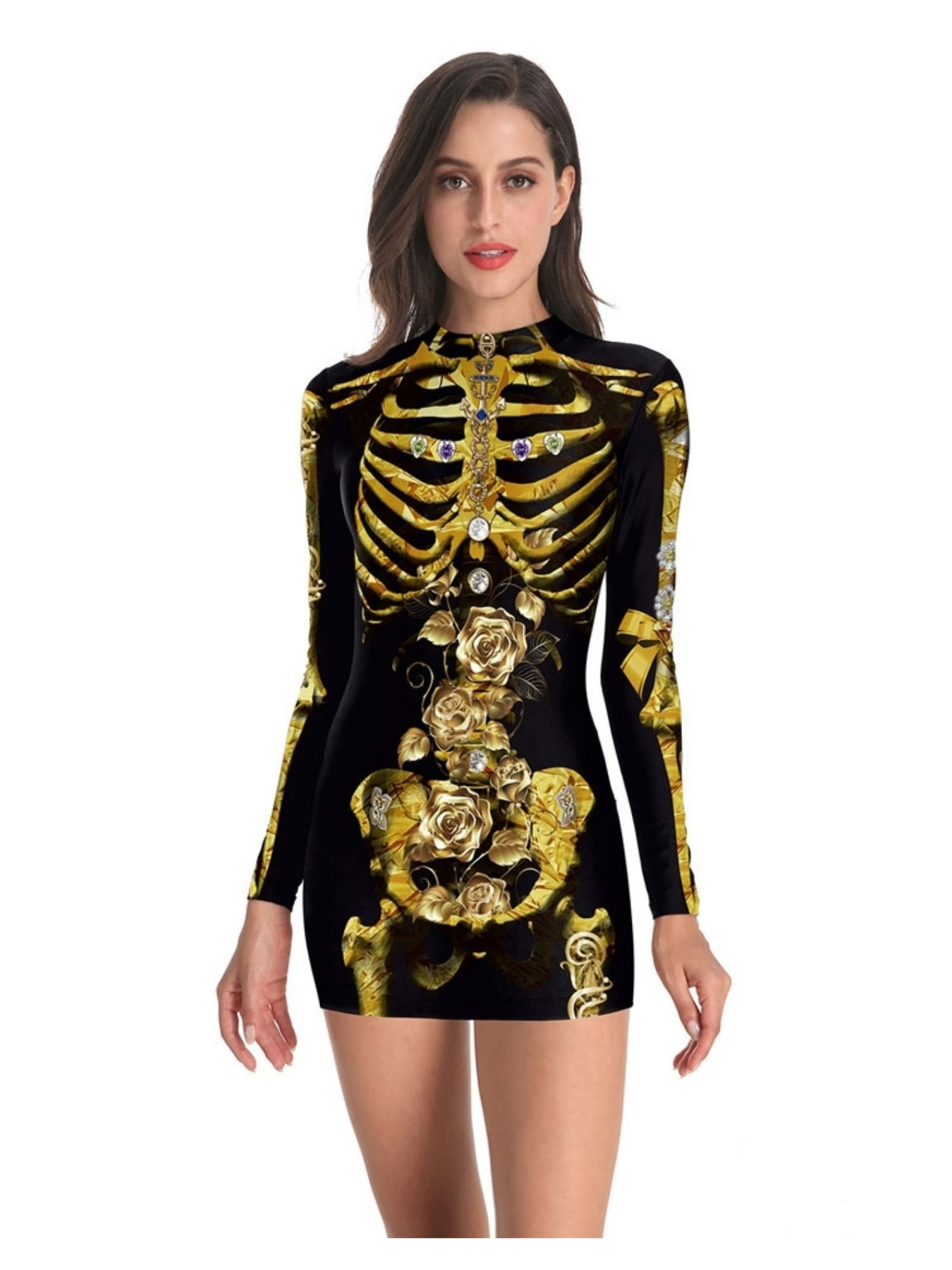 womens black gold print halloween dress - Temu Australia