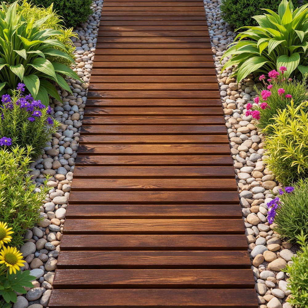 TEMU Gardeon 8ft Wooden Garden Pathway Straight Walkway Outdoor Backyard Charcoal Brown