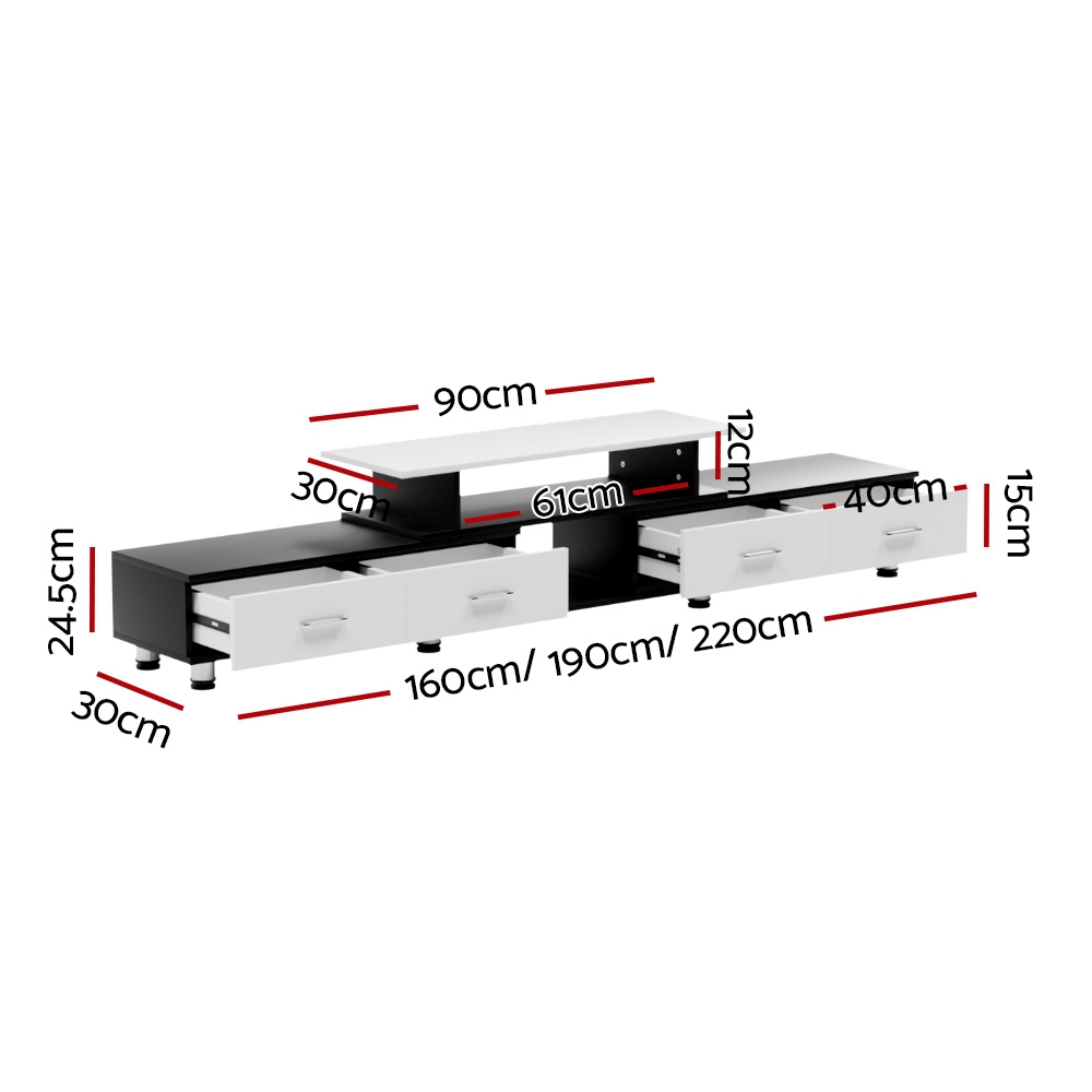   tv cabinet entertainment unit extendable 160cm to 220cm 4 drawers white Product details 2