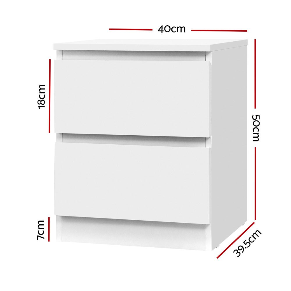   2x bedside table drawers side end table storage cabinet nightstand white Product details 2