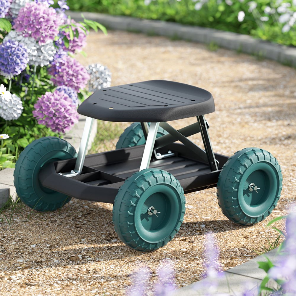TEMU Gardeon Garden Cart Rolling Stool With Wheels Gardening Helper Seat Farm Yard