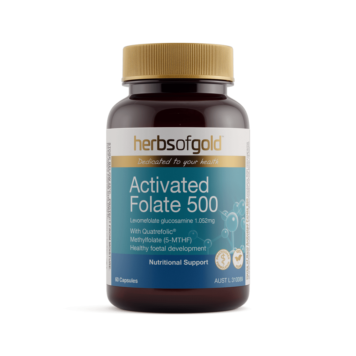 Herbs of Gold Activated Folate 500 60 Capsules