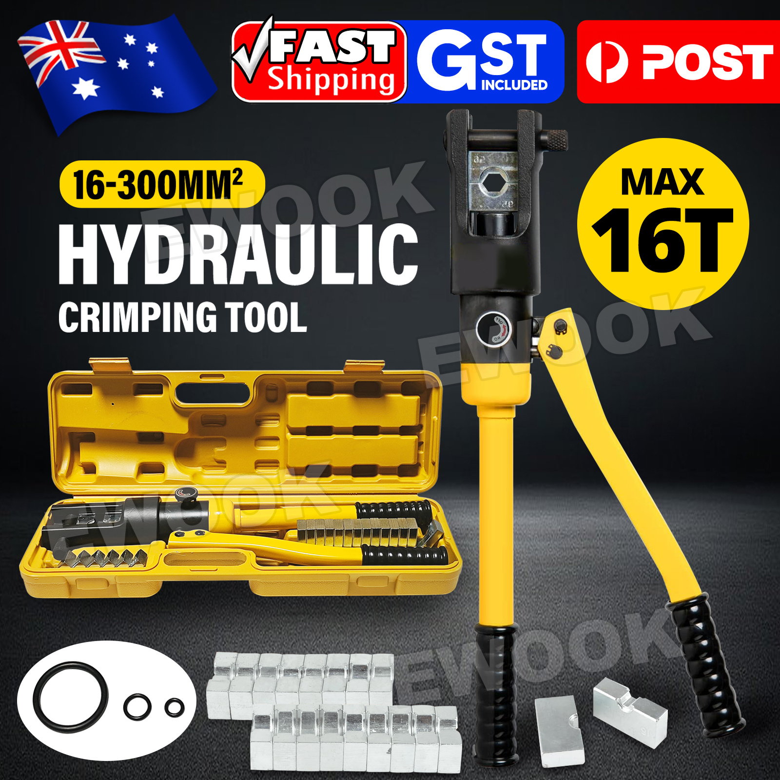 TEMU 16 Ton 11 Dies 16mm-400mm Hydraulic Crimper Battery Wire Cable Lug Crimping Tool