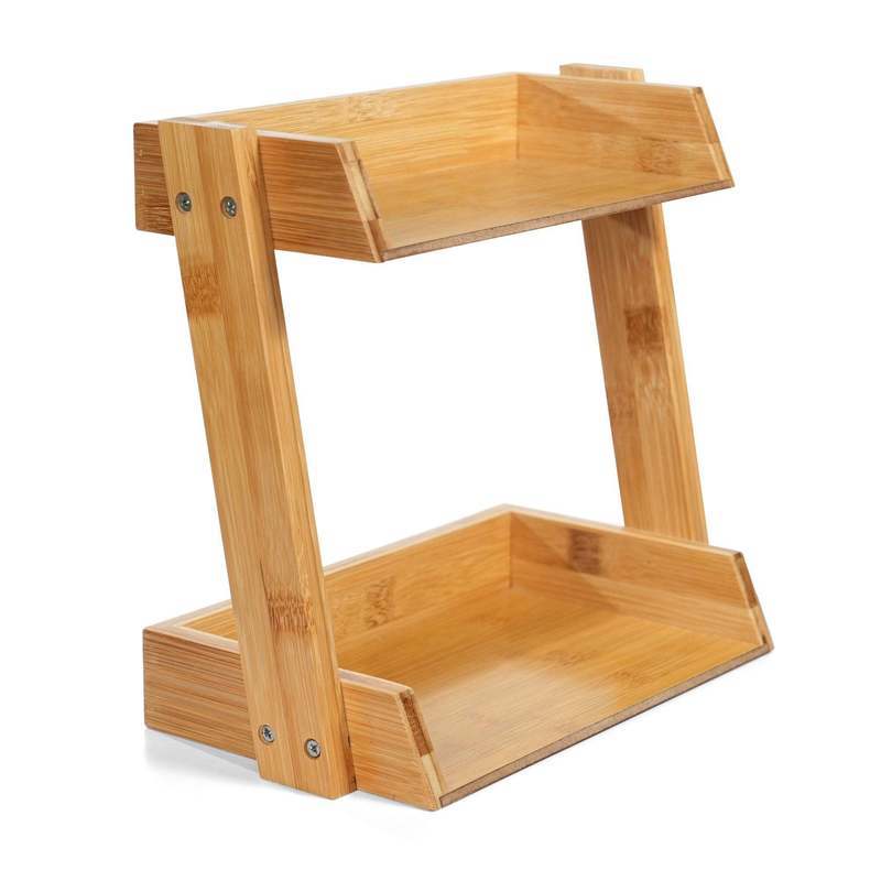 2 tier bamboo shelf organiser for countertops