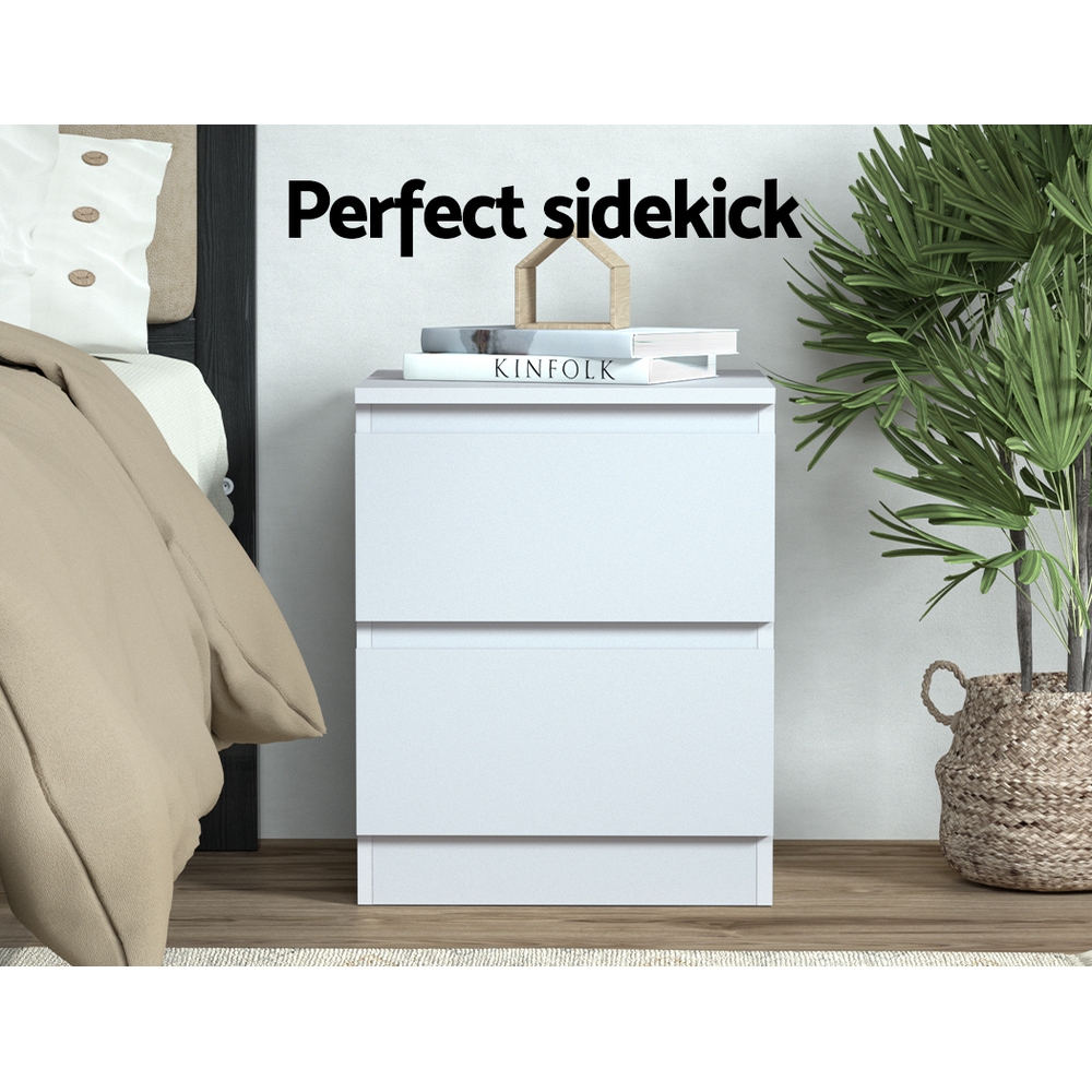  2x bedside table drawers side end table storage cabinet nightstand white Product details 4
