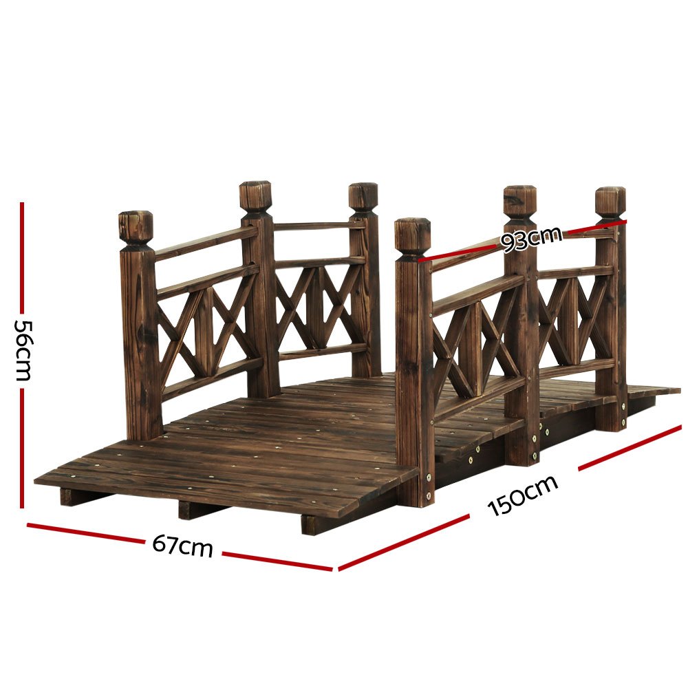   garden decor outdoor ornament wooden bridge rustic backyard yard 150cm Product details 2