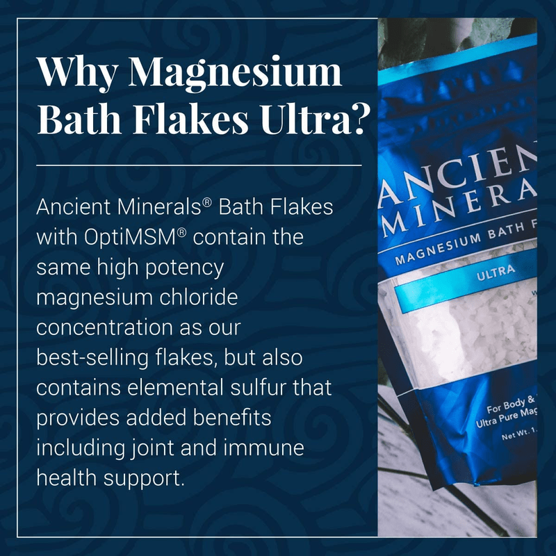 Ancient Minerals Magnesium Bath Flakes Ultra with MSM, 750 G