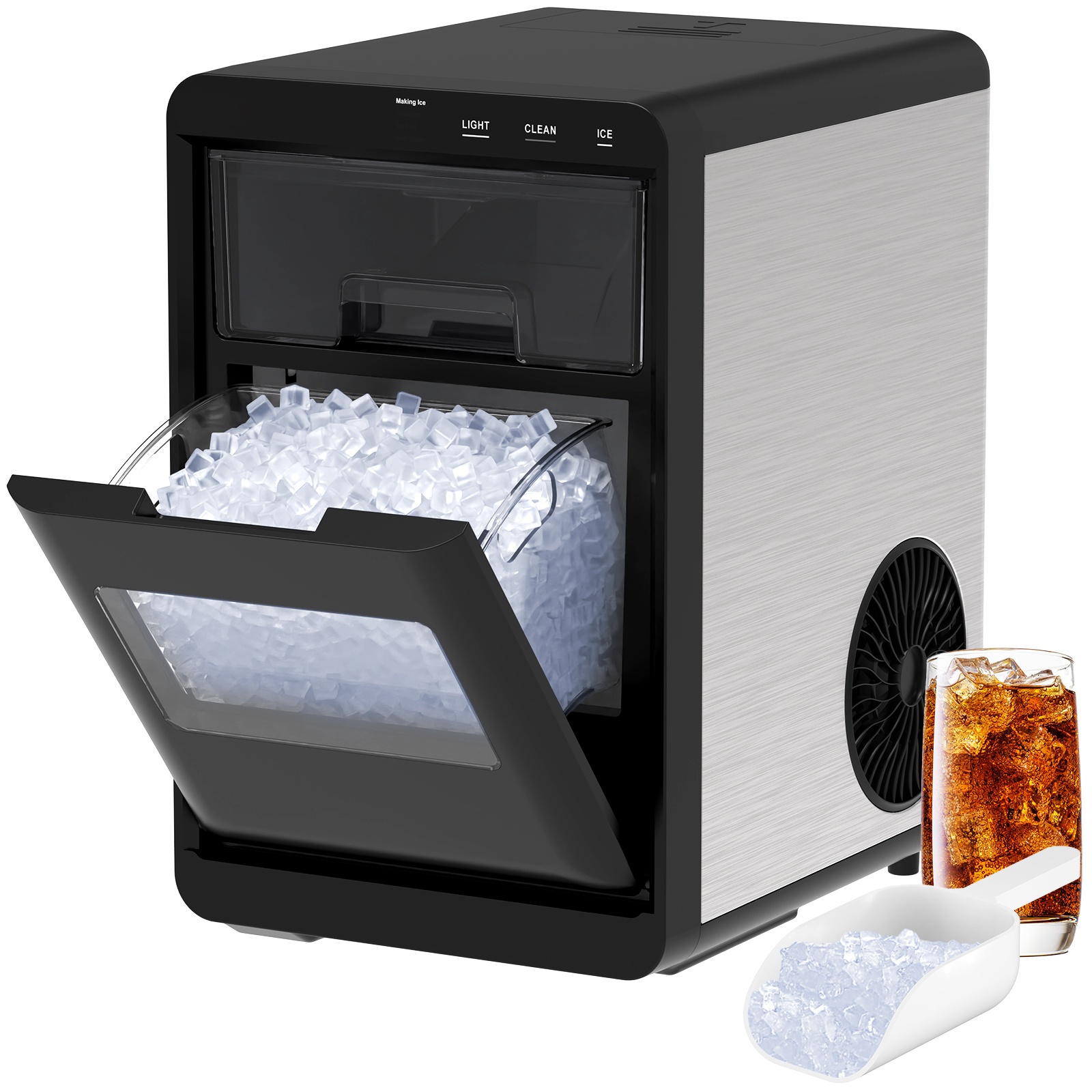 TEMU Advwin Ice Maker, Chewable Ice Machine With Ice, 20kg/day Countertop Ice Maker With 1.8l Water Tank, 1.2kg Ice Basket, Self-cleaning