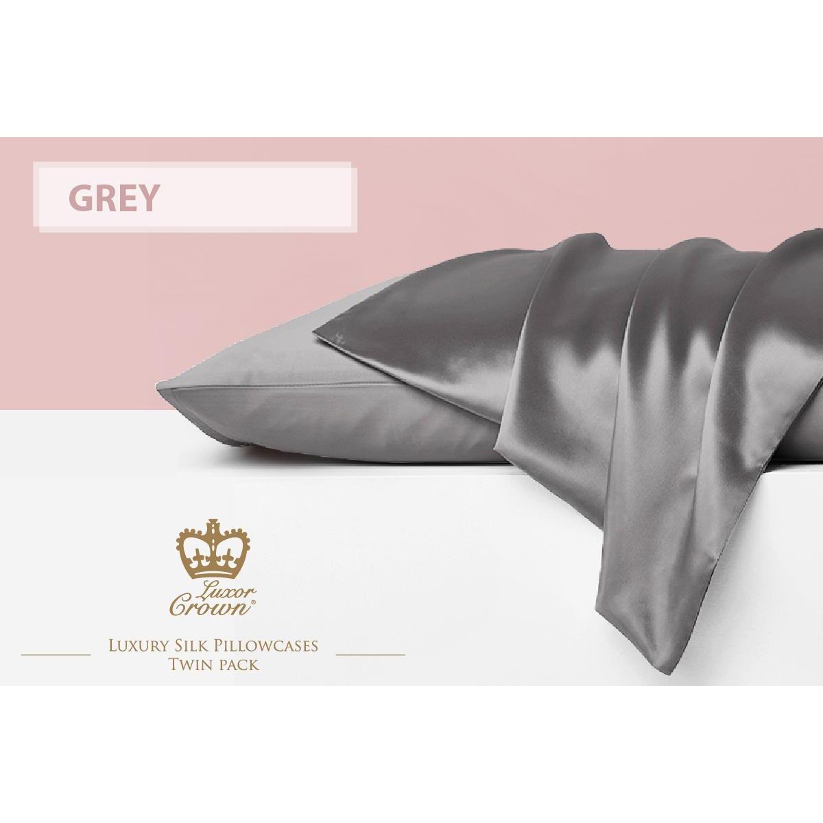 TEMU Crown Set Of 2 Silk Pillowcases Grey