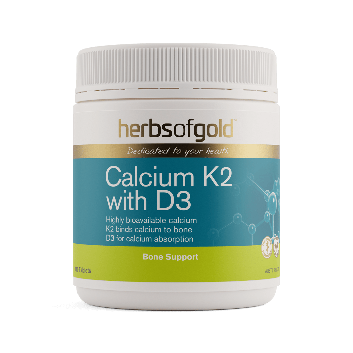 Herbs of Gold Calcium K2 with D3 90 Tablets