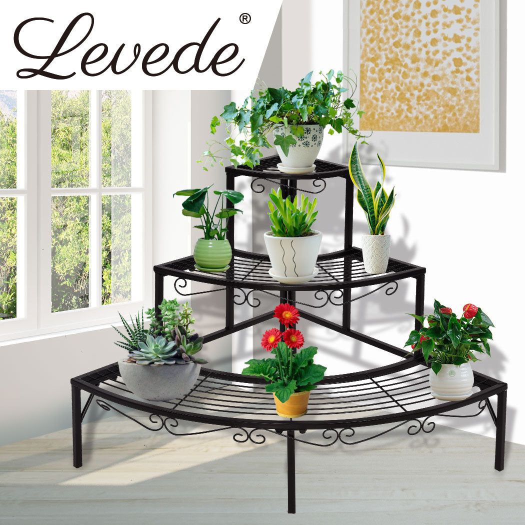 TEMU Outdoor Indoor Plant Stand, Garden Metal 3-tier Planter Corner Shelf