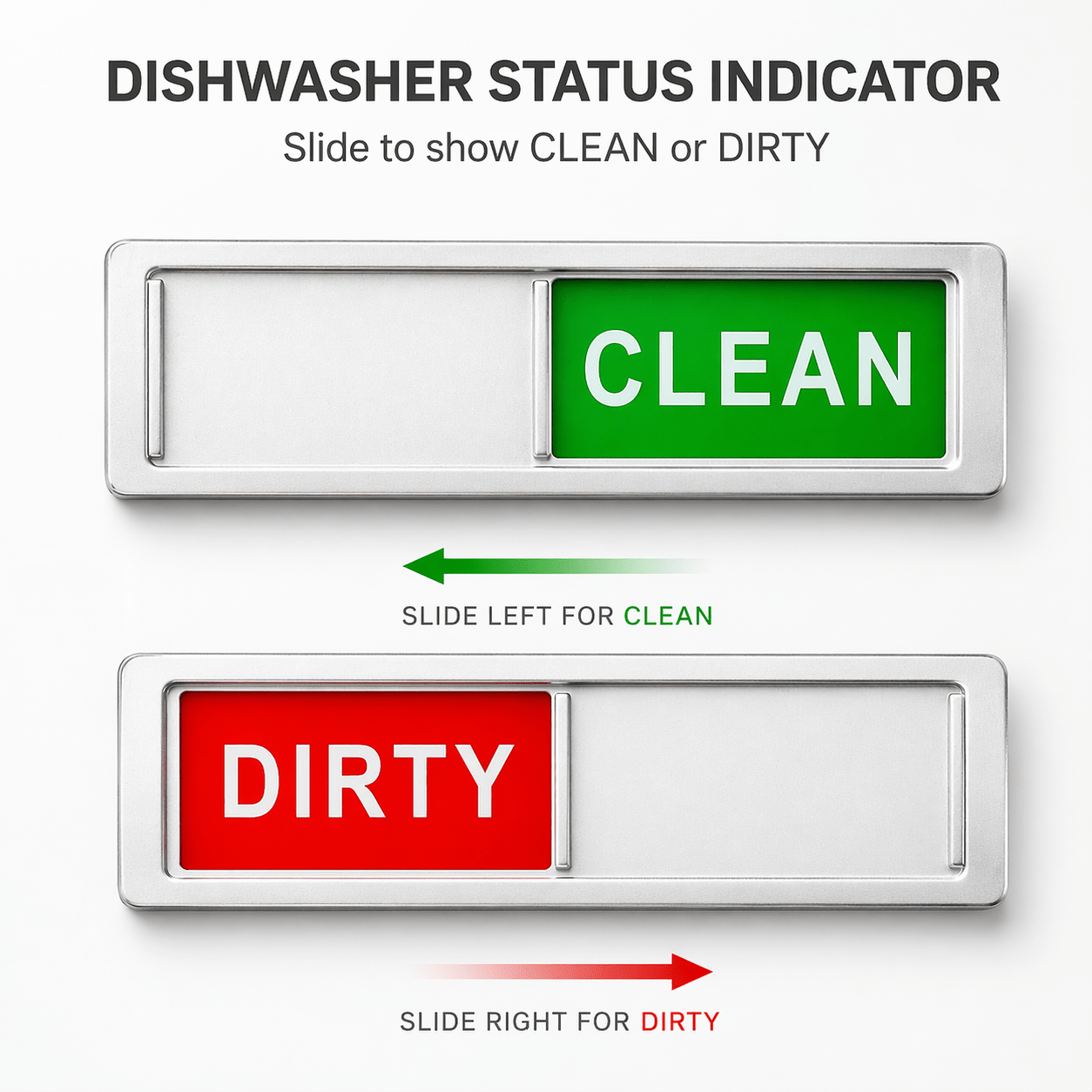 TEMU Clean Dirty Dishwasher Magnet Sign, Non-scratch Magnetic Sliding Indicator With Self-adhesive Backing, Silver Dishwasher Clean Dirty Sign For
