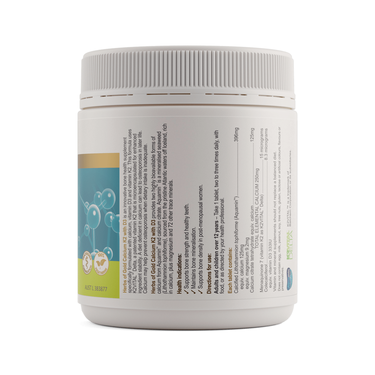 Herbs of Gold Calcium K2 with D3 90 Tablets