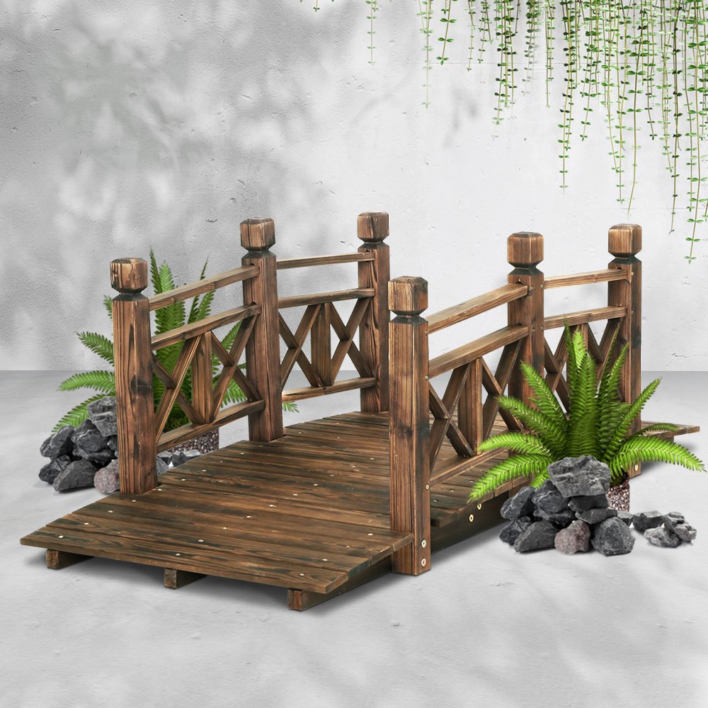   garden decor outdoor ornament wooden bridge rustic backyard yard 150cm Product details 0