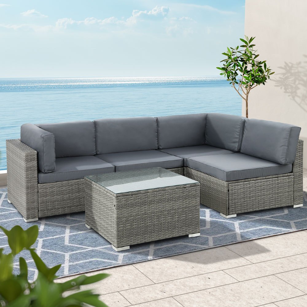TEMU Gardeon 5pcs Outdoor Sofa Set Patio Furniture Lounge Setting