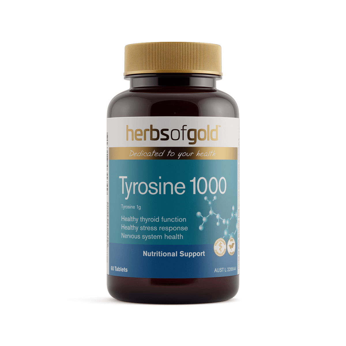 Herbs of Gold Tyrosine 1000 60 Tablets