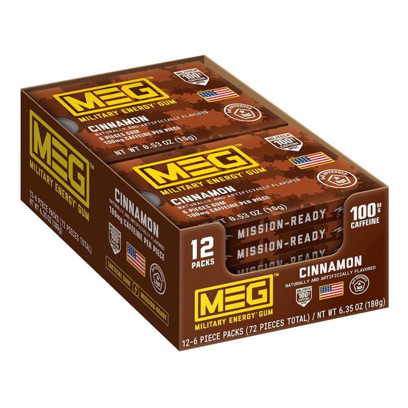 MEG Military Energy Fitness Sports Gum Cinnamon 6pcs X 12 Pack