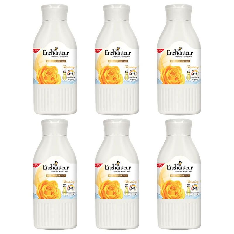 Enchanteur Charming Perfumed Shower Gel 200ml x 6 Pack with Silk Proteins