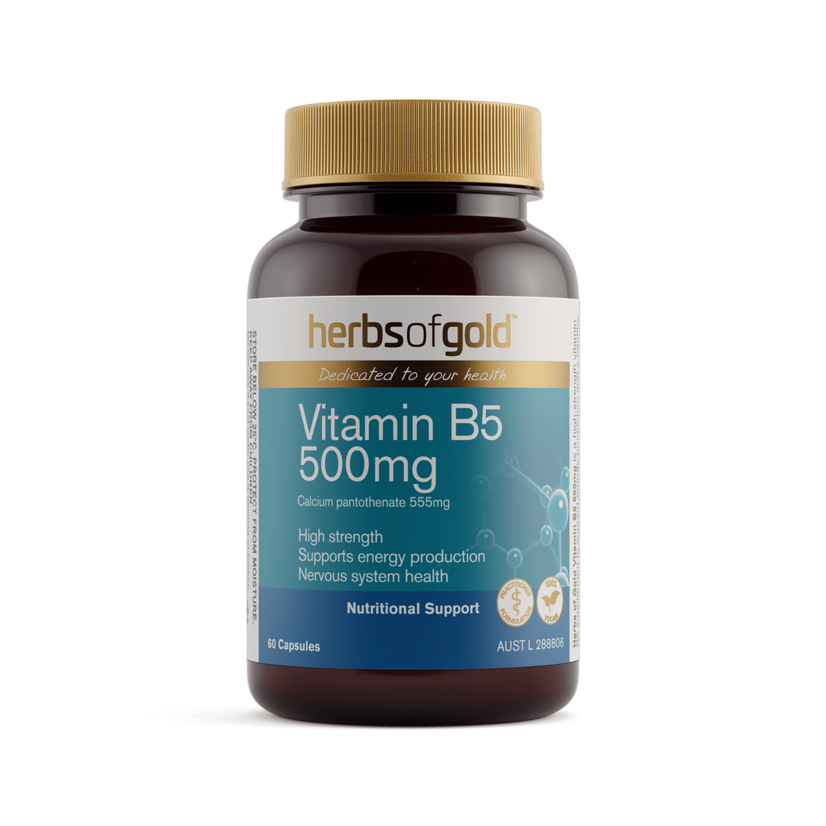 Herbs of Gold Vitamin B5 500mg 60 Capsules