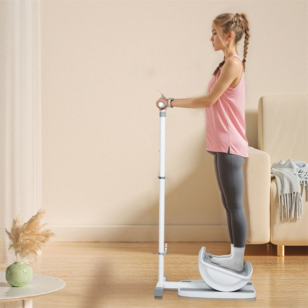 Centra Adjustable Slant Board Calf Stretcher with Handle & Phone Holder, Non-Slip Leg Stretch Board, Portable Home Fitness Stretching Equipment, 250kg Load – White