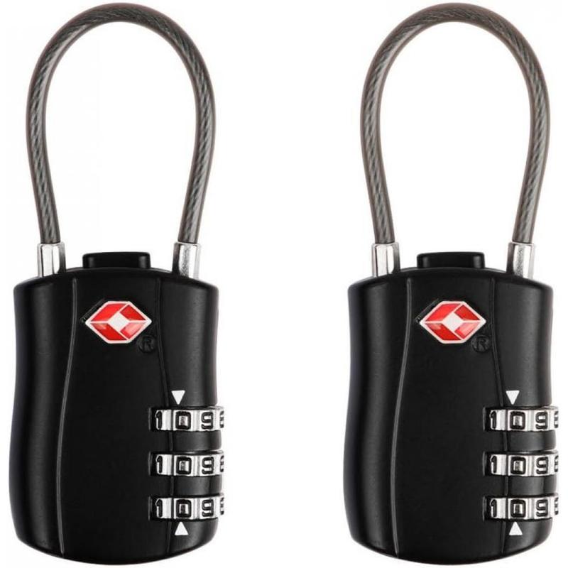 TEMU 2 Pack Tsa Approved Luggage Locks, 3--settable Combination Travel , Durable Alloy Security Lock For Suitcase Backpack Travel