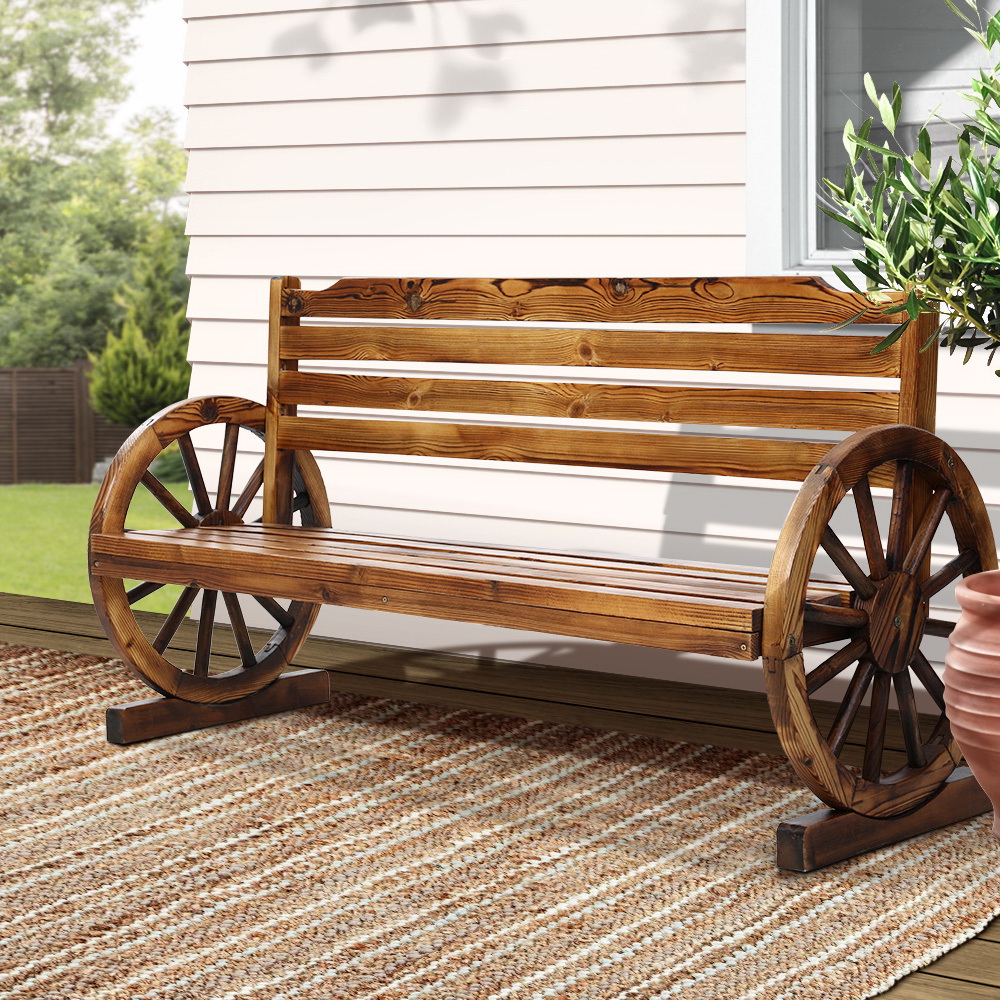 TEMU Gardeon Outdoor Garden Bench Wooden 3 Seat Wagon Chair Lounge Patio Furniture