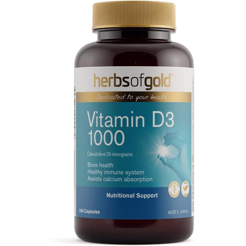 Herbs of Gold Vitamin D3 1000 240 Capsules, 240 count