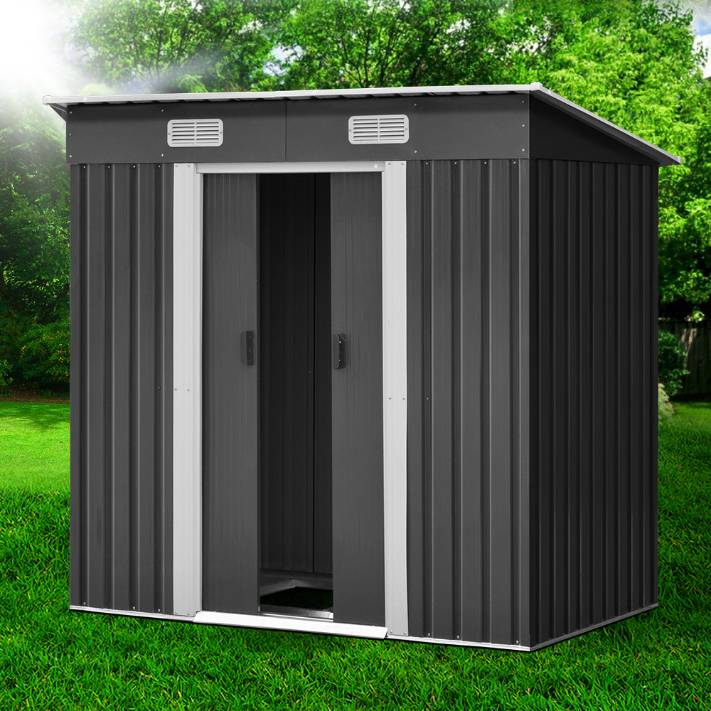TEMU Giantz Garden Shed 1.94x1.21m W/metal Base Sheds Outdoor Storage Tool Steel House Sliding Door