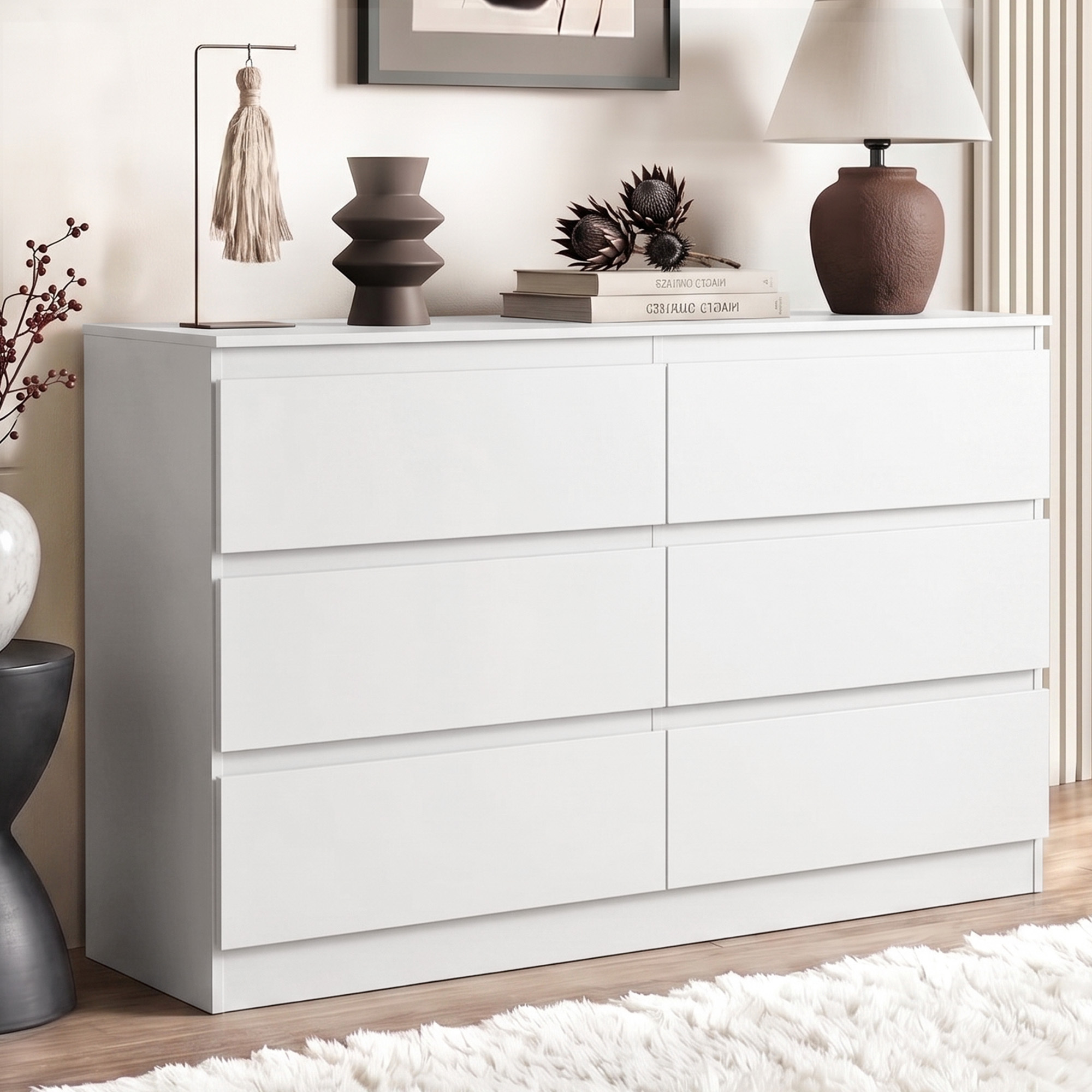 TEMU Artiss 6 Chest Of Drawers White
