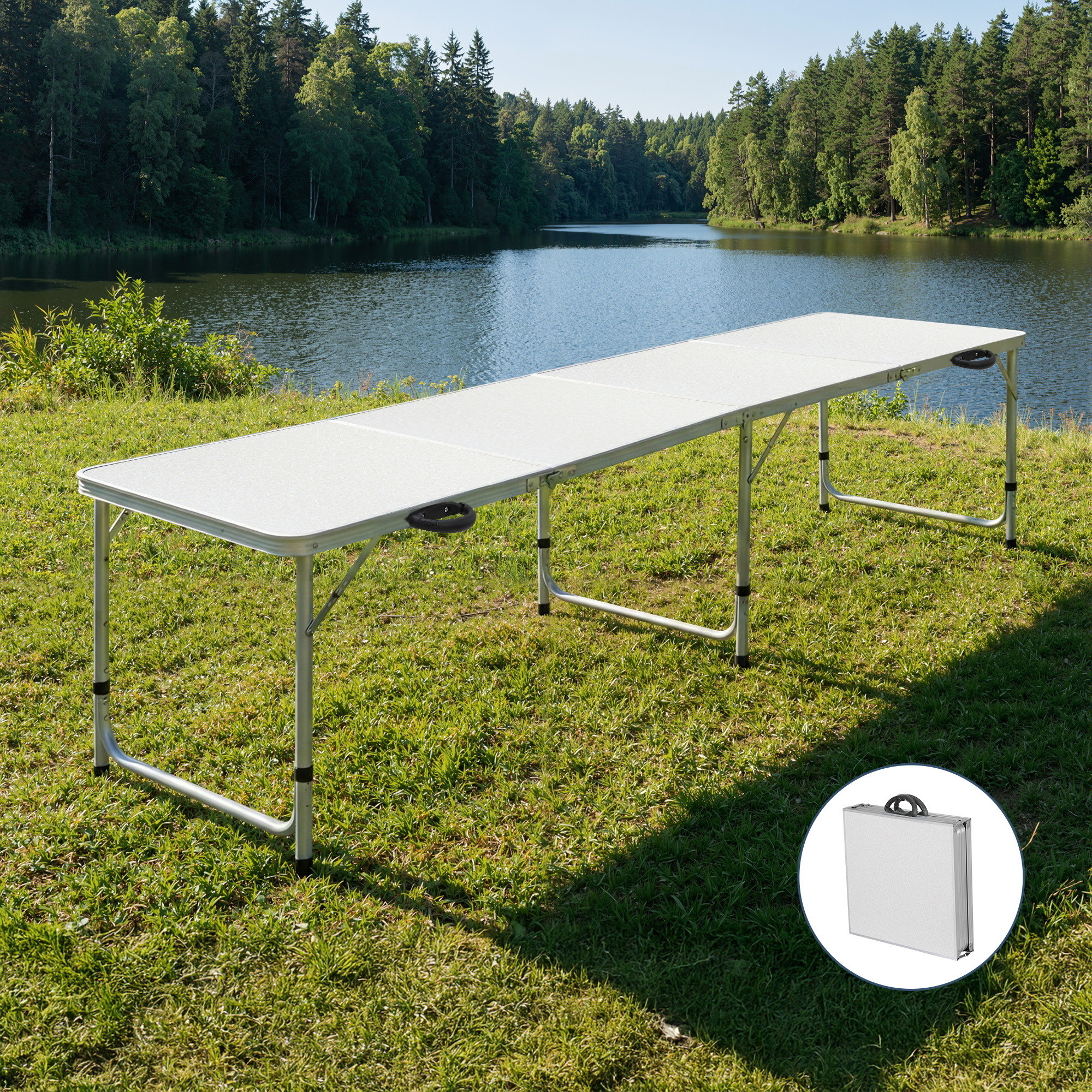 TEMU Folding Camping Table 240cm Portable Outdoor Picnic Bbq Aluminium Desk