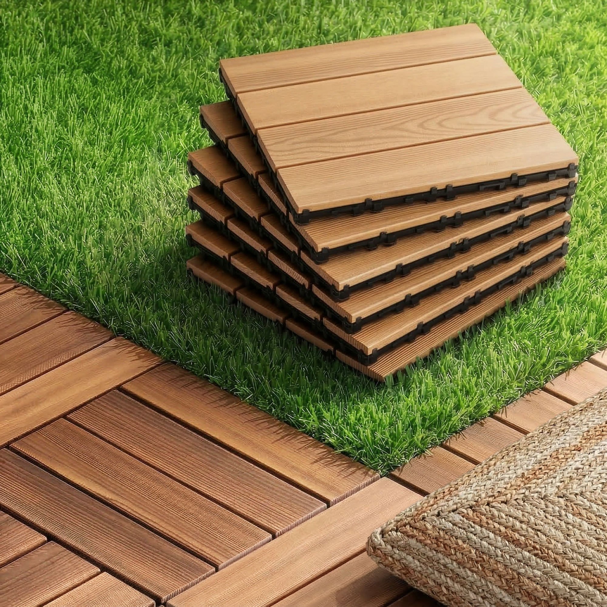 TEMU Gardeon 27pcs Wood Deck Tiles 30x30cm Interlocking Floor Tiles For Patio Balcony Garden