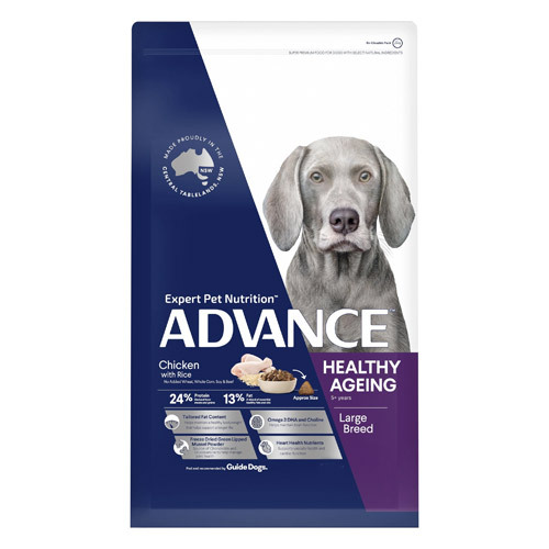 ADVANCE Healthy Ageing Large Breed Chicken with Rice Dry Dog Food – Senior Large Breed Formula 5+ Years – Australian Made – Joint, Heart & Cognitive Support – 15kg Bag
