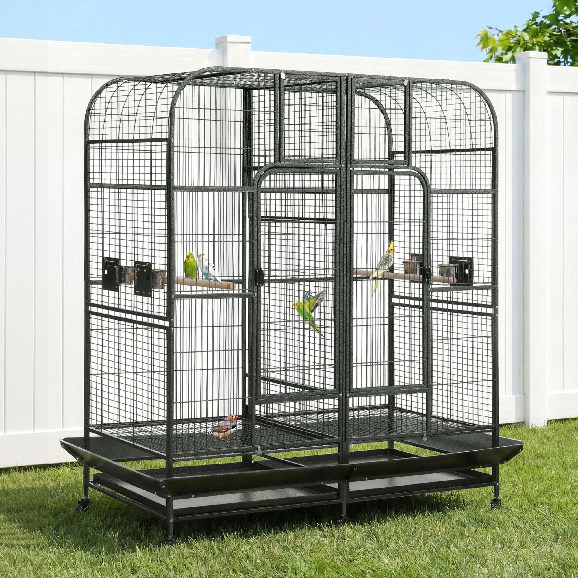 TEMU I.pet Bird Cage Extra Large Aviary 185cm Pet Parrot Cage Castor Wheel Removable Divider