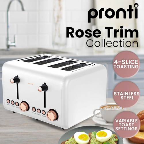 4 electric toaster rose trim white