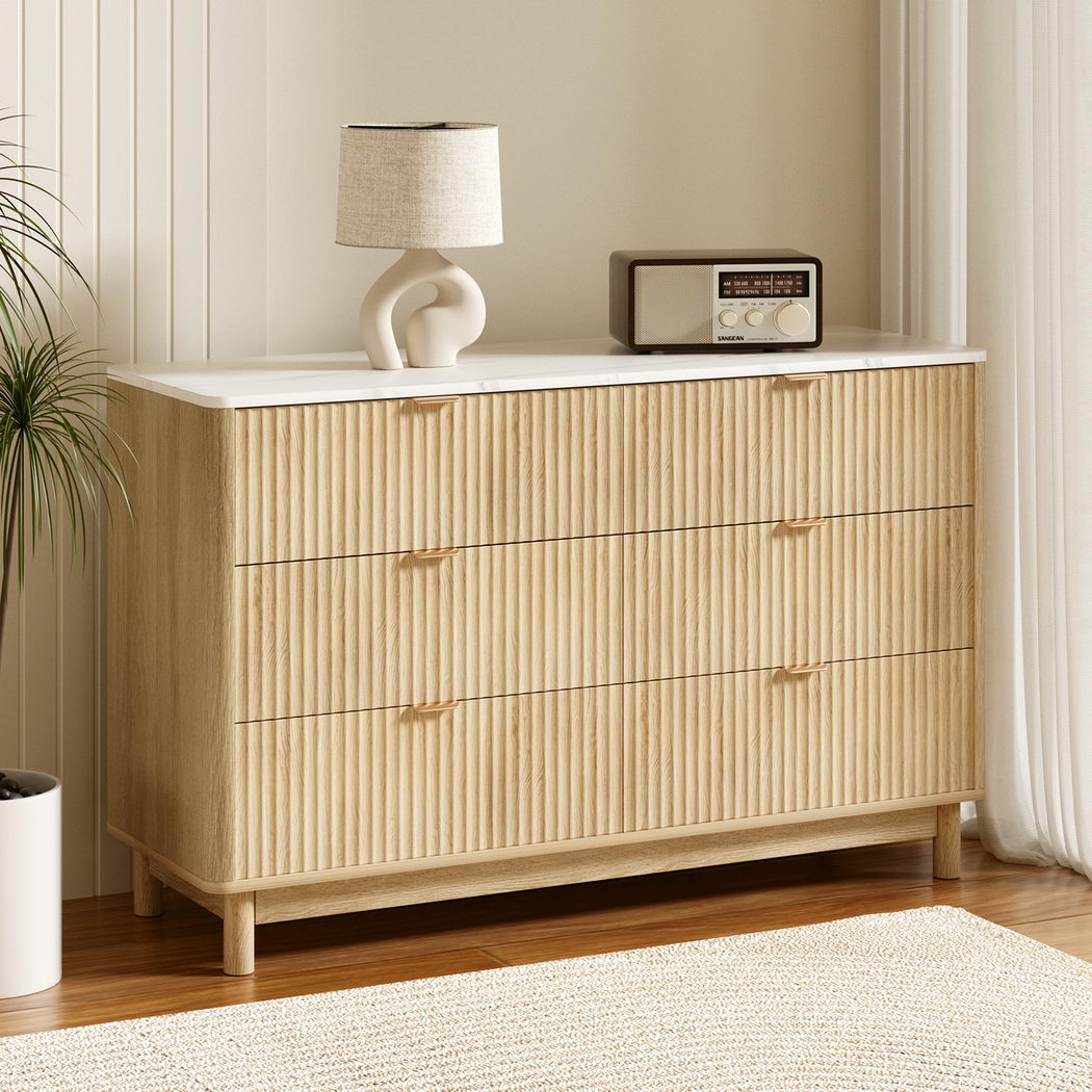 TEMU Artiss 6 Chest Of Drawers Dresser Table Pine