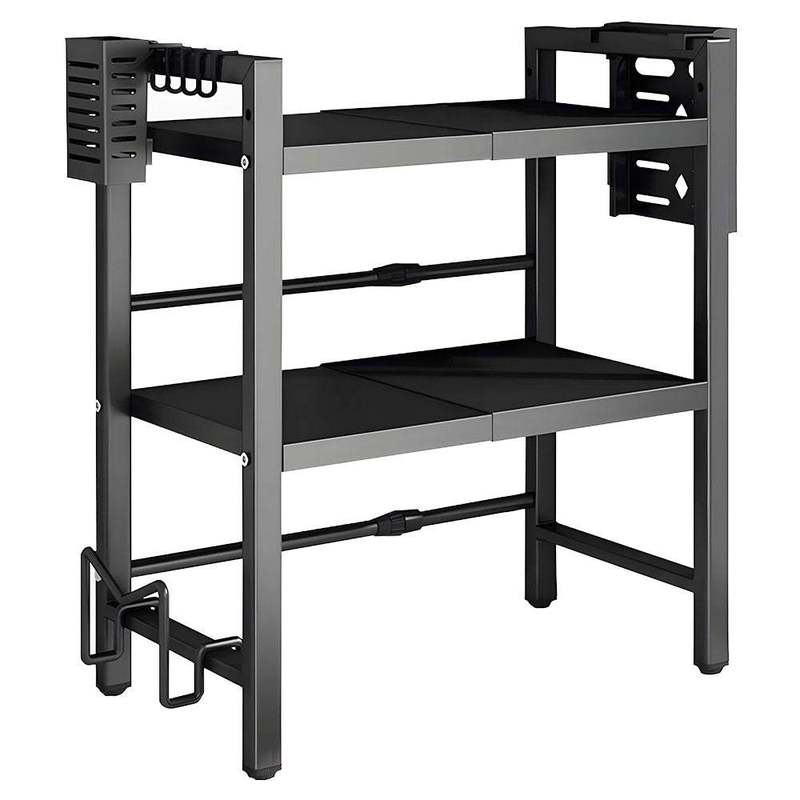 TEMU 3-tier Microwave Stand Oven Rack Height Adjustable And Extendable Stainless Steel Kitchen Storage Shelf With 6 Hook Over The Kitchen Counter