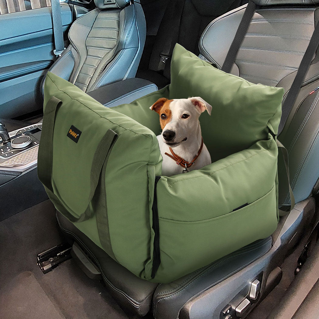 TEMU Pawz Dog Car Seat Booster With Adjustable Safety Belt, Pet Car Seat Bed With Storage Pockets, Removable Washable Cover Non Slip Seat For Small